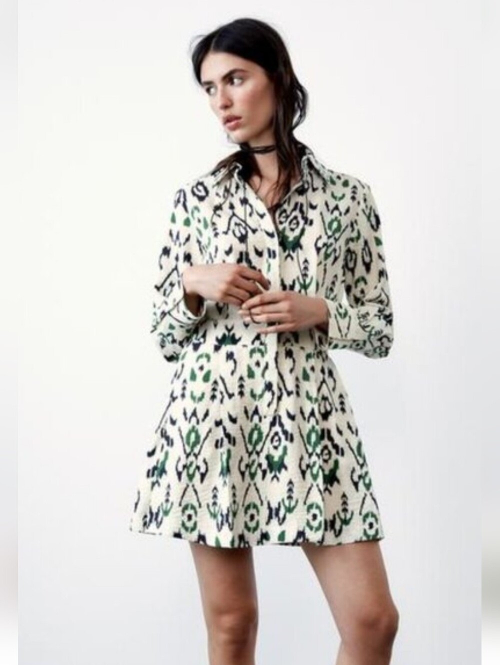 Zara Printed Shirtdress w/ Collar and Pockets